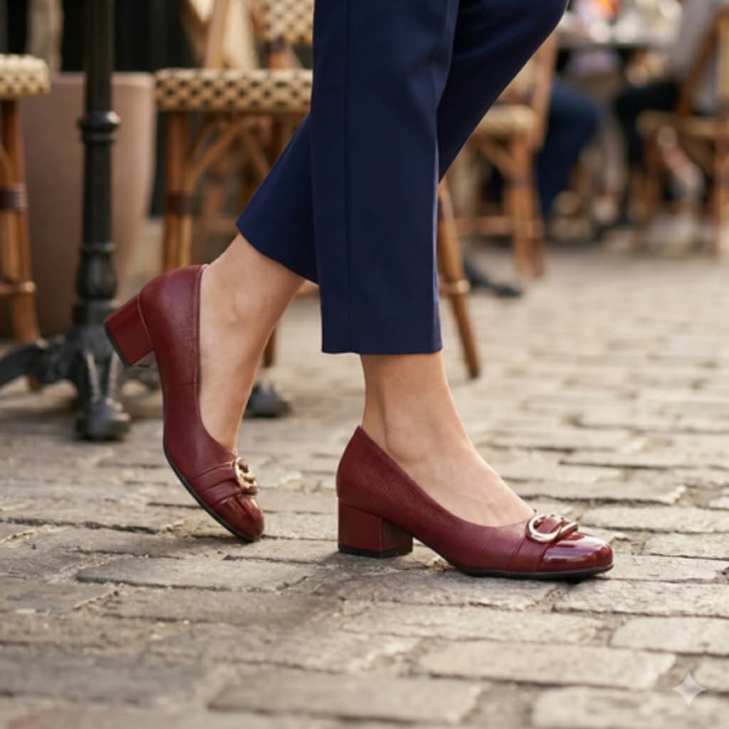 Piccadilly Scarpin Feminino Original Vinho Elegante Charmoso Moderno Salto Baixo