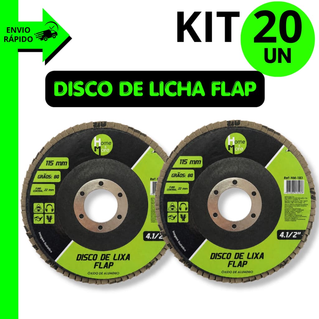 Kit 20/15/10/5 Unidades Discos Flap 115mm Grão 80 Para Remoção Ferrugem Acabamento e Polimento