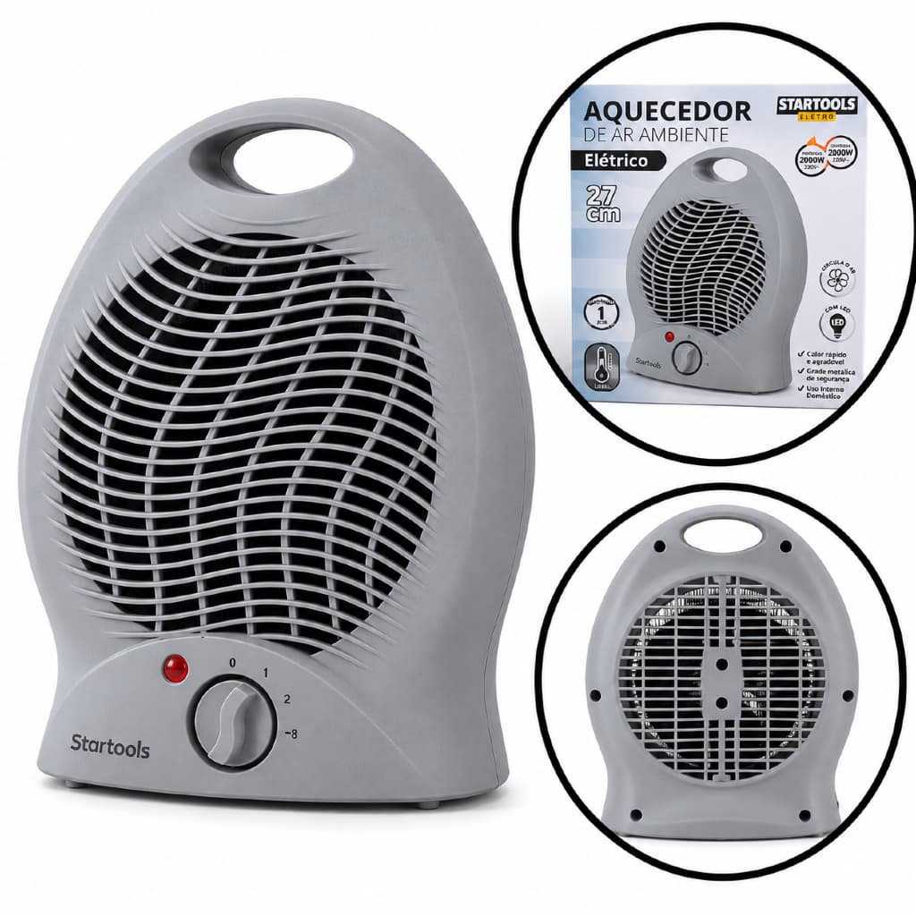 Aquecedor Portatil Eletrico 1000w 127v Termoventilador Residencial Cinza
