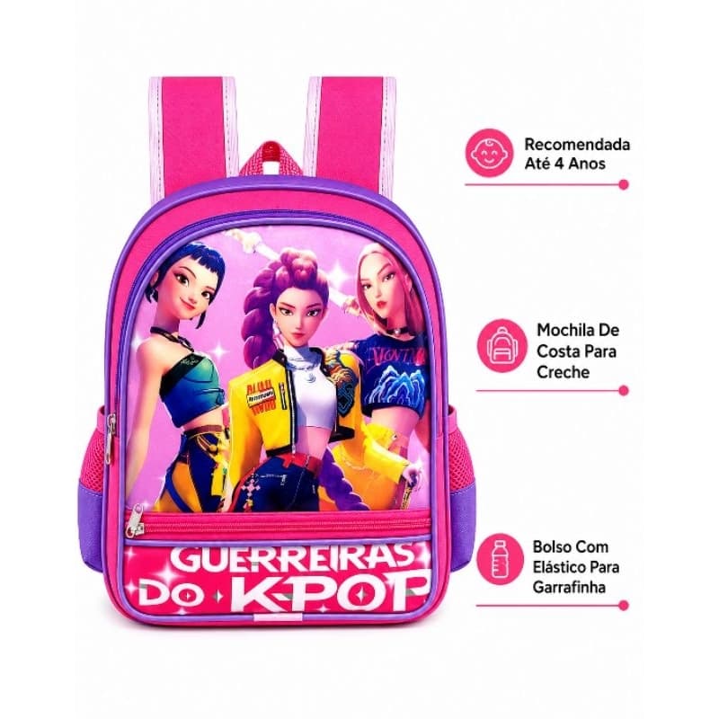 Mochila Escolar Infantil Creche Costa Guerreiras Do K-Pop