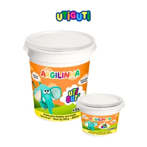 ARGILINHA MASSA DE MODELAR BRANCA 200/500g | SECAGEM RÁPIDA - UTIGUTI