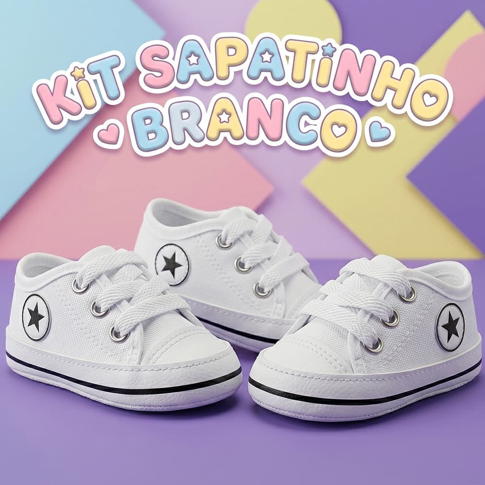 3 Sapatinhos Brancos Unissex Menino Menina Enxoval Confortável Bebê Recém Nascido Macio - PROMOÇÃO