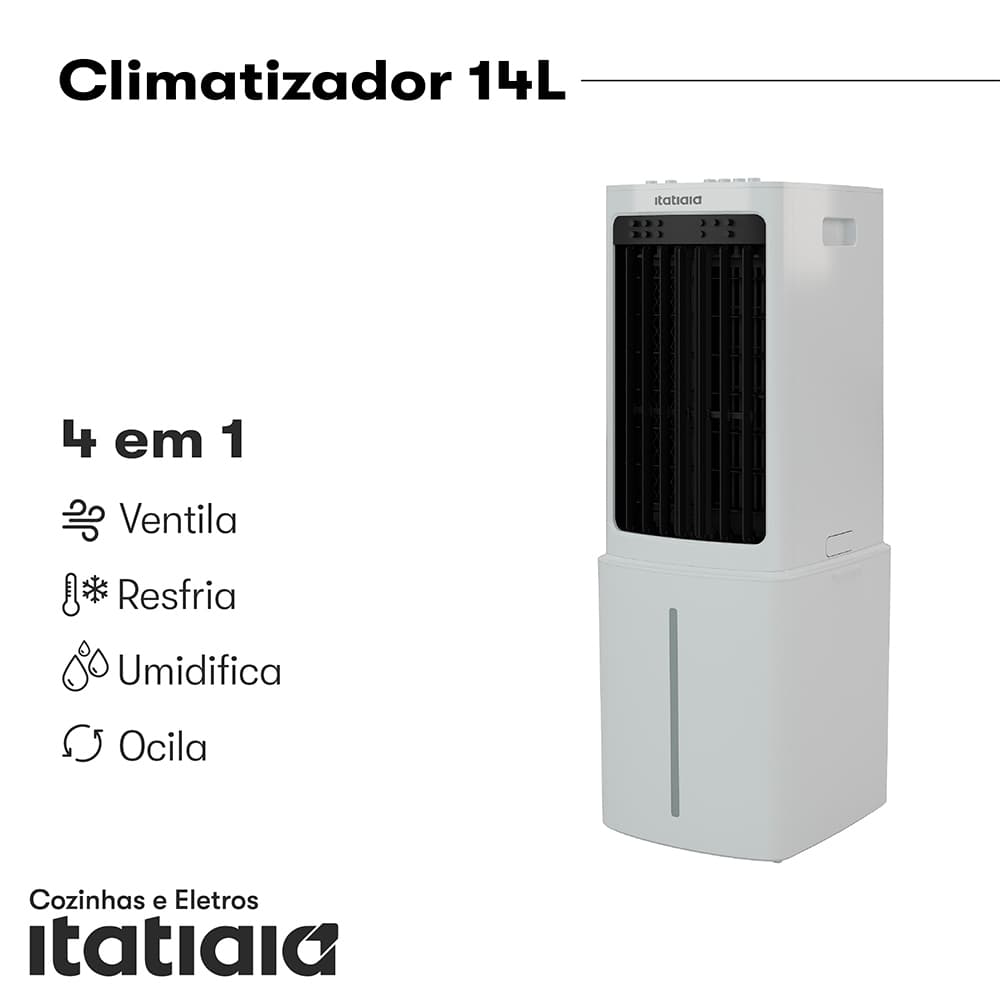 Climatizador 14L 220V Itatiaia 4 em 1 com Controle Remoto, 3 Velocidades, Oscilação e Umidificação