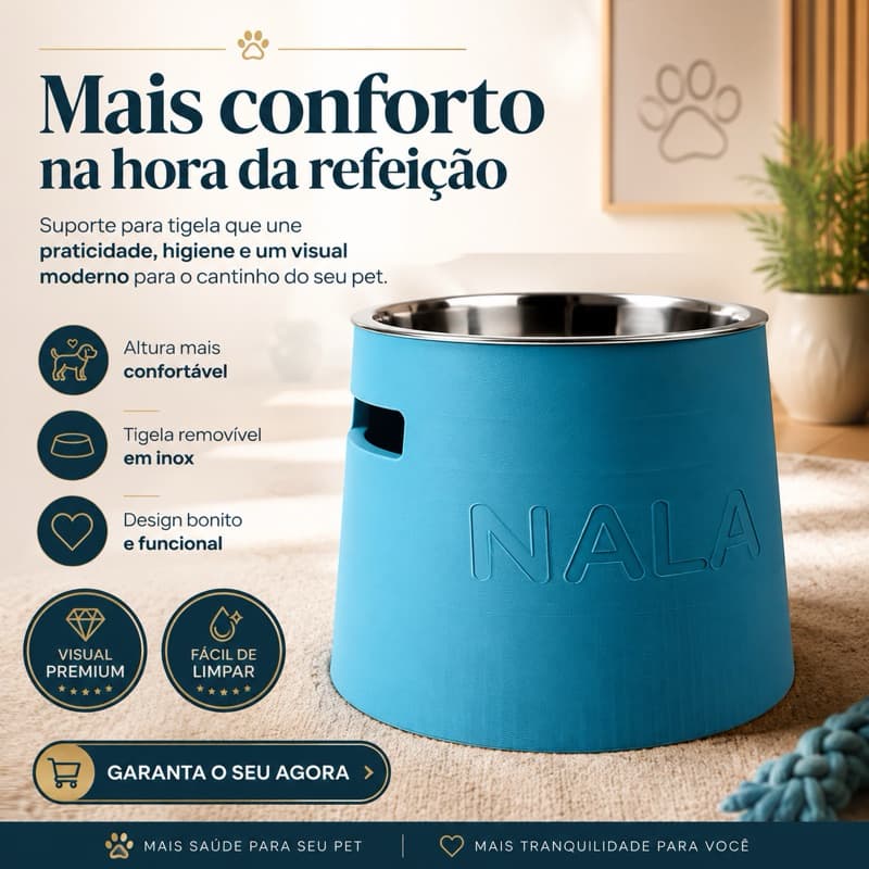 Comedouro Elevado para Cachorro com Tigela Inox/aluminio Inclusa Personalizado com nome do seu pet