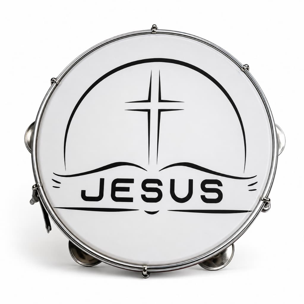 Pandeiro Profissional 10 Polegadas Pele Leitosa Jesus