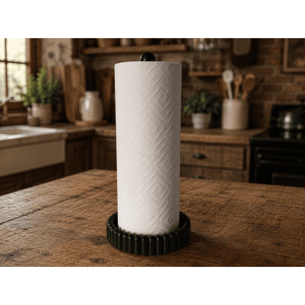 Porta Rolo Papel Toalha Suporte Vertical Mesa Prata Preto Matte ou Branco Matte