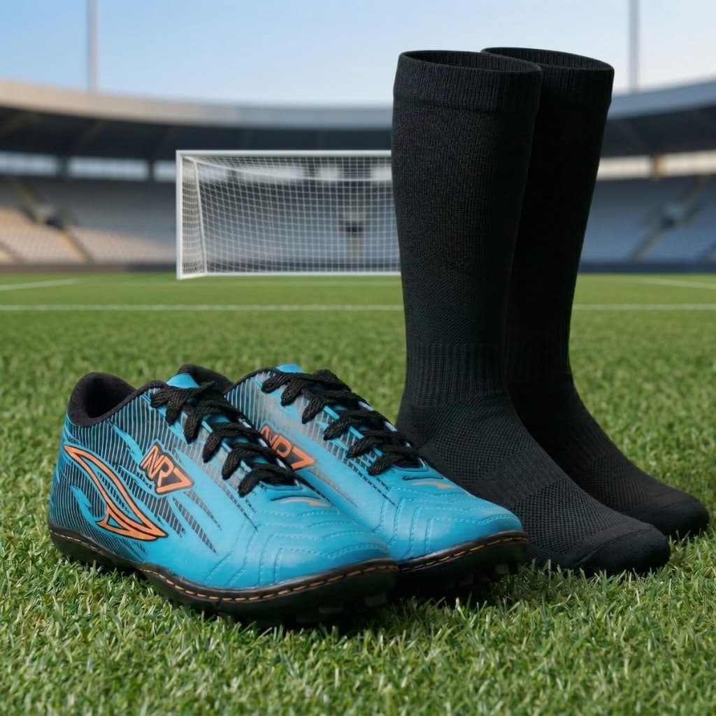 Kit Chuteira E Meião Society Masculino Costurada Para Terãao E Grama Sintética Jogo