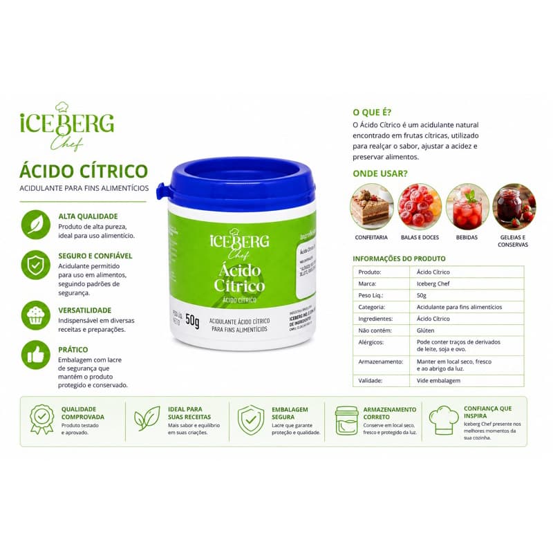Ácido Cítrico 50g - Iceberg