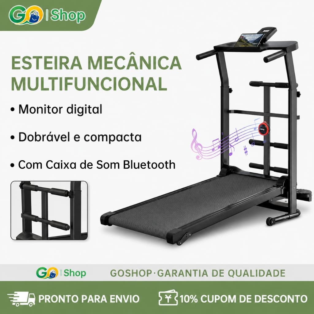 GoShop Esteira de Caminhada Mecânica Self Machine com Display suporta 120kg