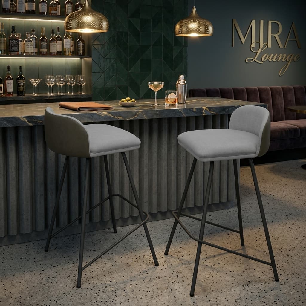 Kit 2 Banqueta Nobre Luxo Alta Área Gourmet Base de Aço Bancada Cozinha