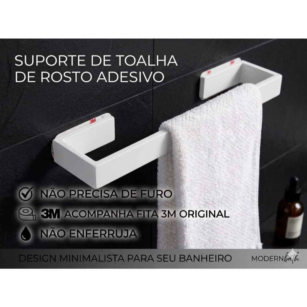 Suporte Porta Toalha De Rosto Banheiro Adesivo 3M Sem Furo