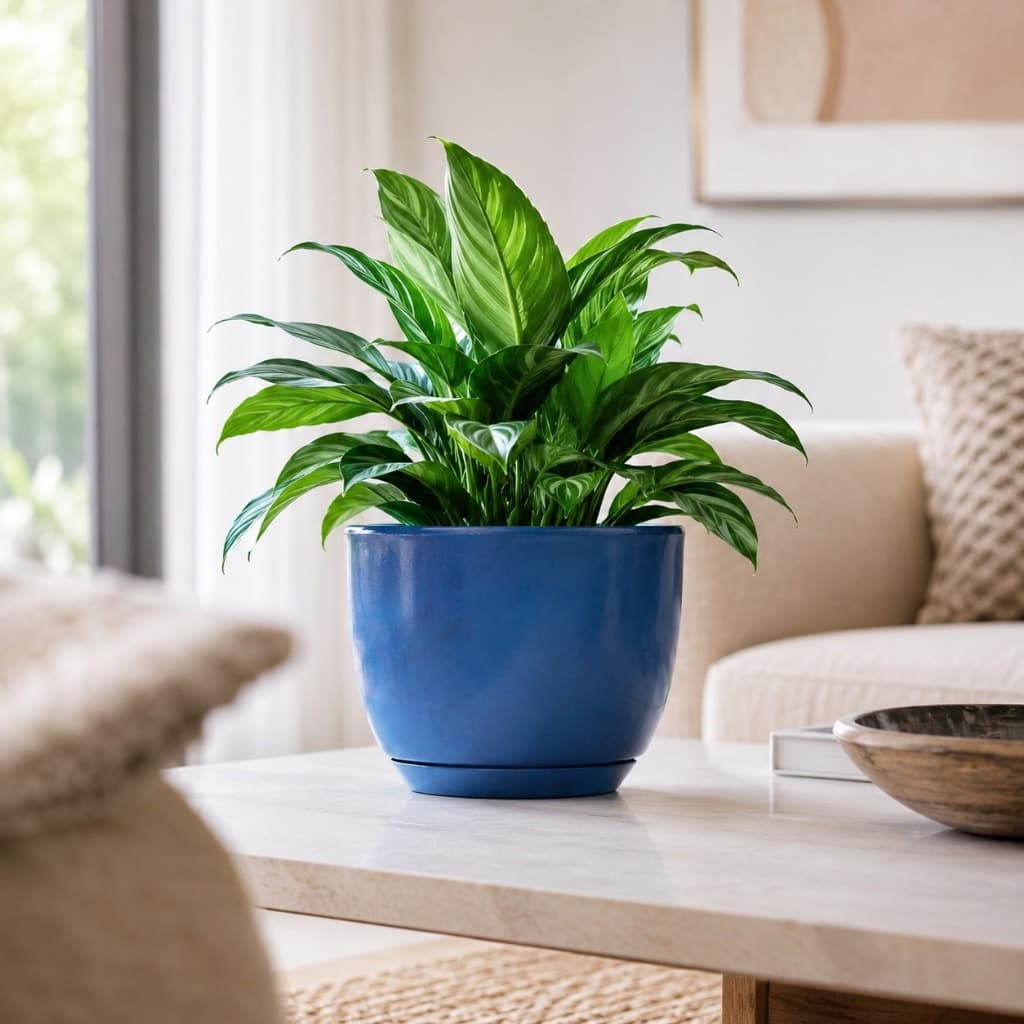 Vaso Para Plantas Decorativo 20x25 Bojo Redondo Liso Polido Estilo Vietnamita Com Prato Sala Jardim