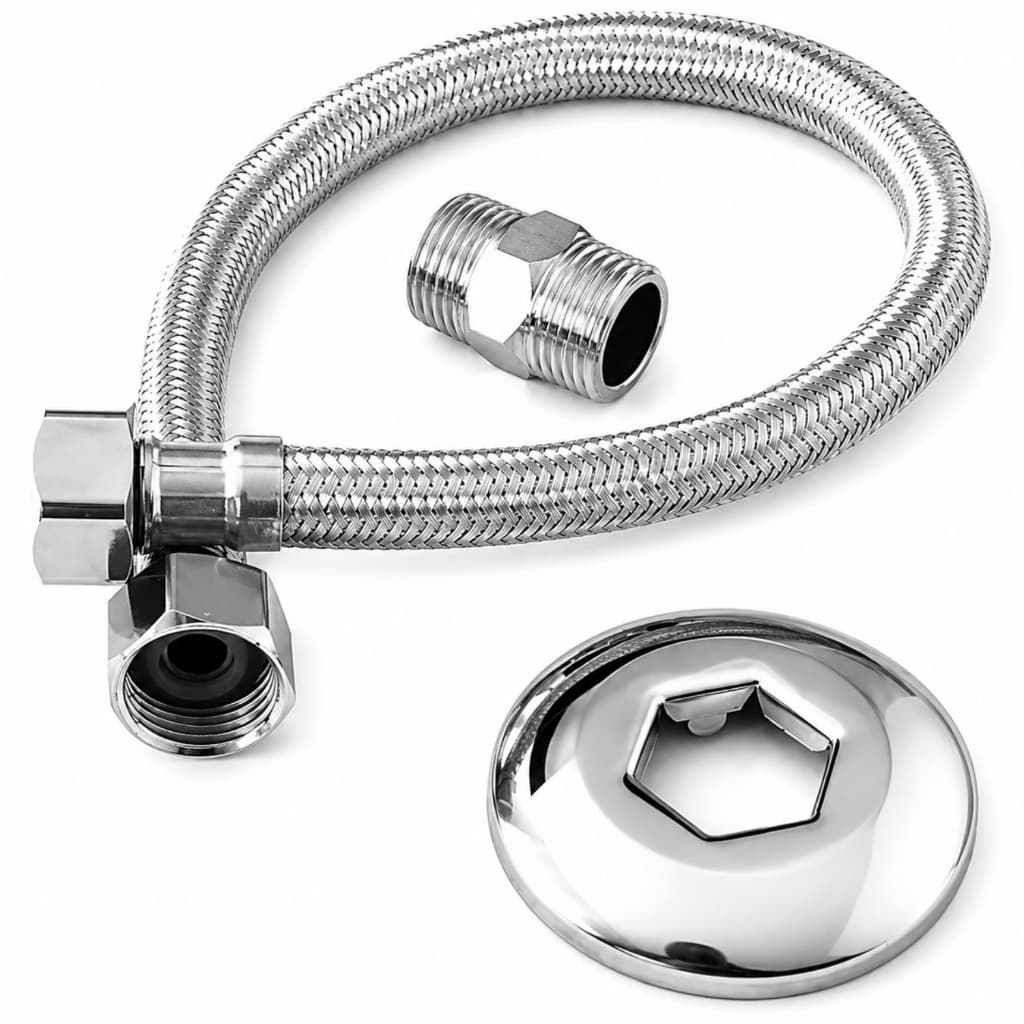 Engate Flexível Aço Inox 60cm Alta Pressão Agua Quente e Fria Com Niple Premium