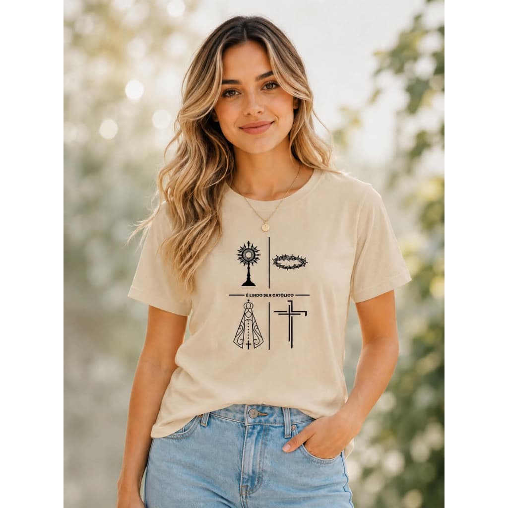 Camiseta Cristã Católica Fé Jesus Aparecida Algodão Premium P ao GG Envio Rápido Frete Grátis