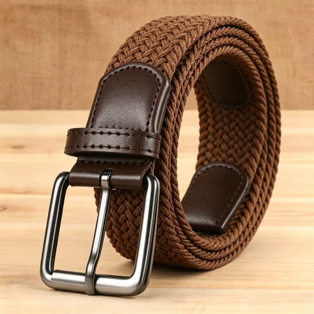 Cinto elástico trançado sem furos para homens, cinto elástico com fivela de pino sem furos para esportes de golfe, cinto