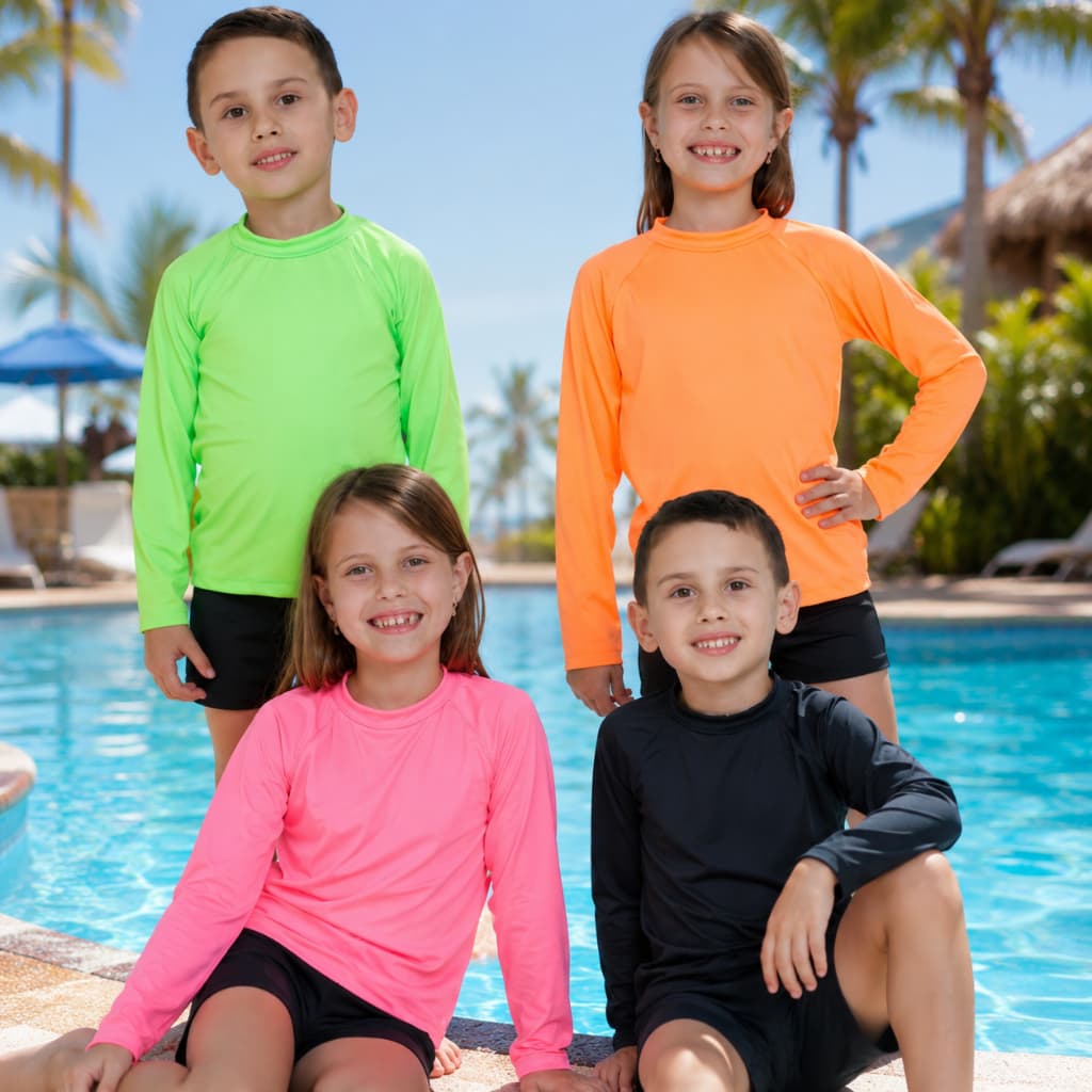 Kit 4 Blusas Infantil Proteção Solar UV50 Moda Praia Manga Longa Praia Piscina