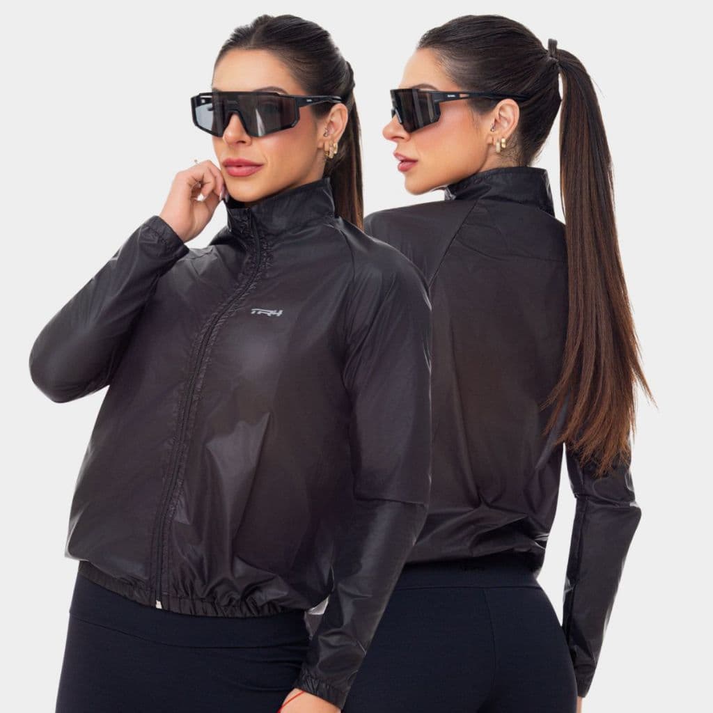 Jaqueta Corta Vento Feminino Impermeável a prova d'água Preto para Ciclismo Corrida Mtb