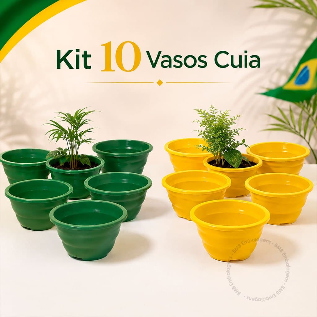 Kit 10 Vaso Cuia 13 Qualidade Premium Copa Resistente Plantas Jardim Horta Flores Samambaia Multiuso