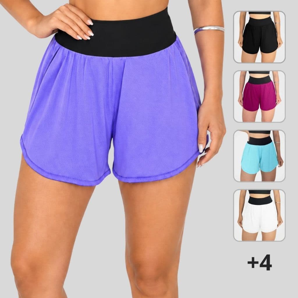 Short Fitness Feminino Duplo Qualidade Superior Leve e Respirável Varias Cores