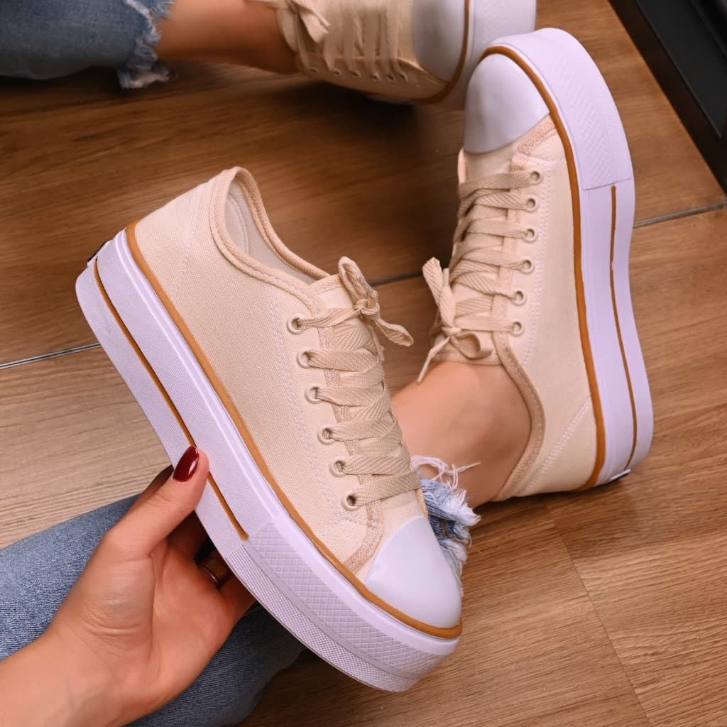Tenis Feminino Sola Alta Plataforma Elegante Casual Confortavel Respiravel Leve Trabalj