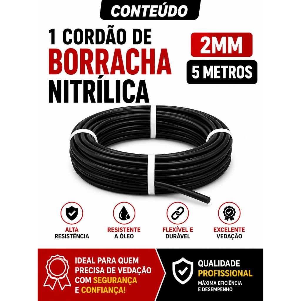 Cordão Borracha Nitrilica Nbr 2mm Vedaçao/oring 5 Mts
