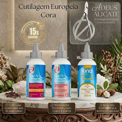 Cutilagem Europeia Com 3 Produtos: Kinq Hidratante para Cutículas, Kinq Esfoliante, Kinq Removedor de Cutículas.