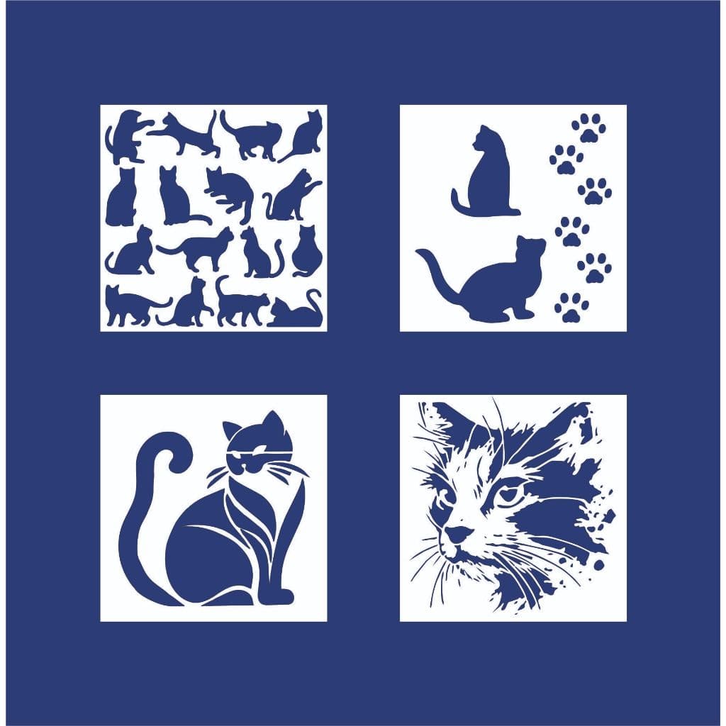 Stencil para Pintura Gatos 14x14cm