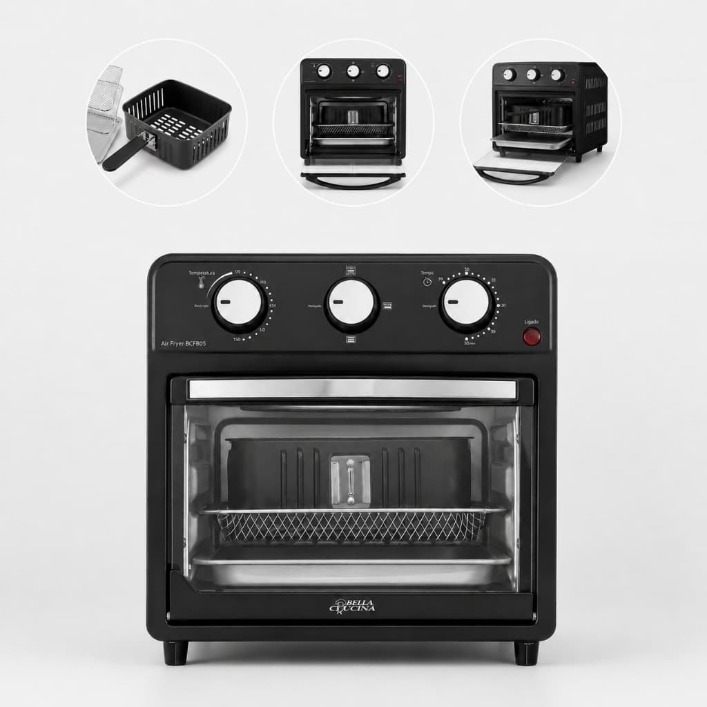 Fritadeira Air Fryer Oven Bella Cuccina BCFR05 12L 1500W 220V com Cesto, Grelhas e Controle