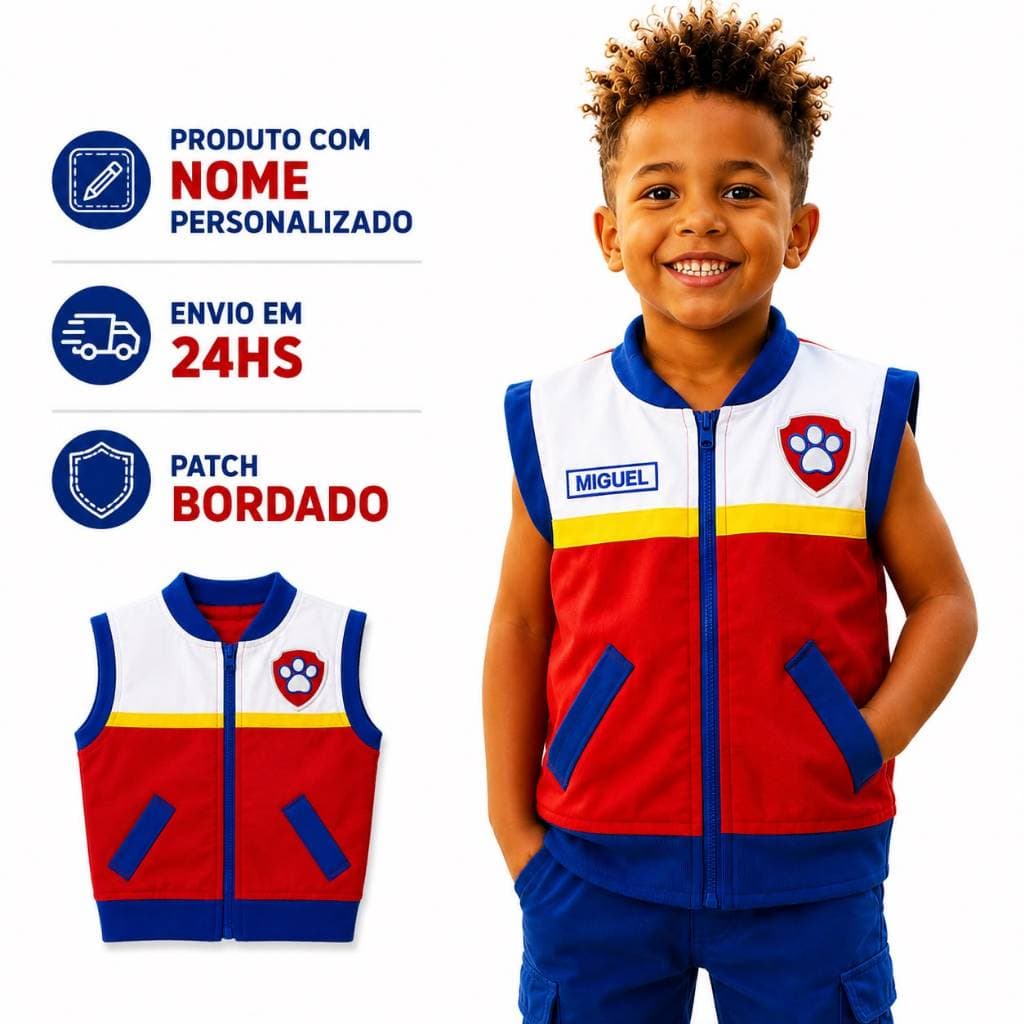 Colete Infantil Menino Patrulha Canina Fantasia Patrulha Canina Brinquedos Fantasia Infantil Menino
