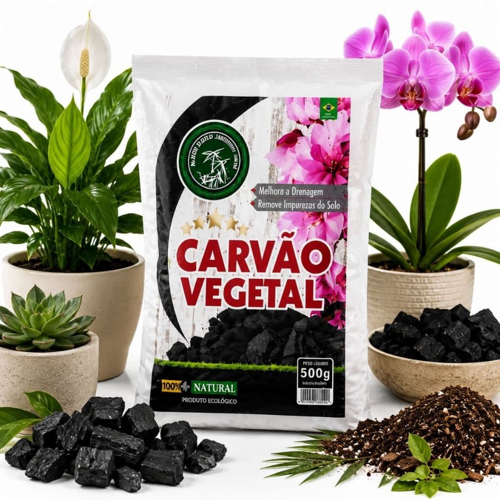 Adubo Organico Vegetal Carvão Triturado Para Subistrato De Vasos Jardinagem Premium Ativado 500g