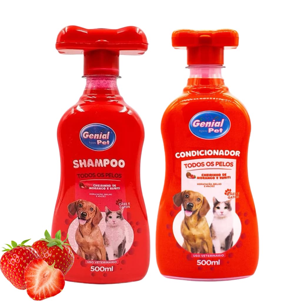 Shampoo e Condicionador Morango com Buriti - Genial Pet
