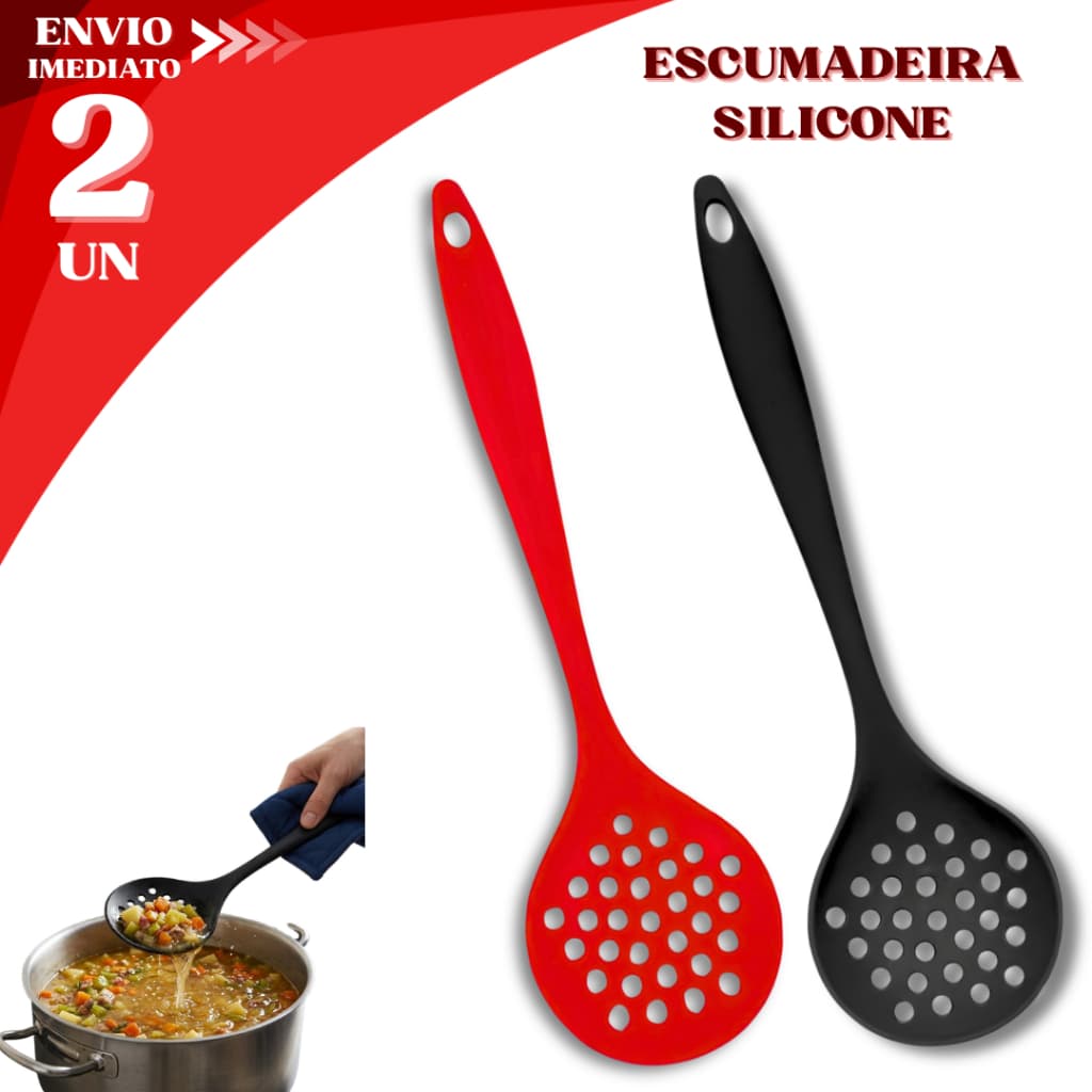 Jogo 2 ou 1 Escumadeiras de Silicone Vazada para Arroz Casa Restaurante Cozinha Colher Utensílios