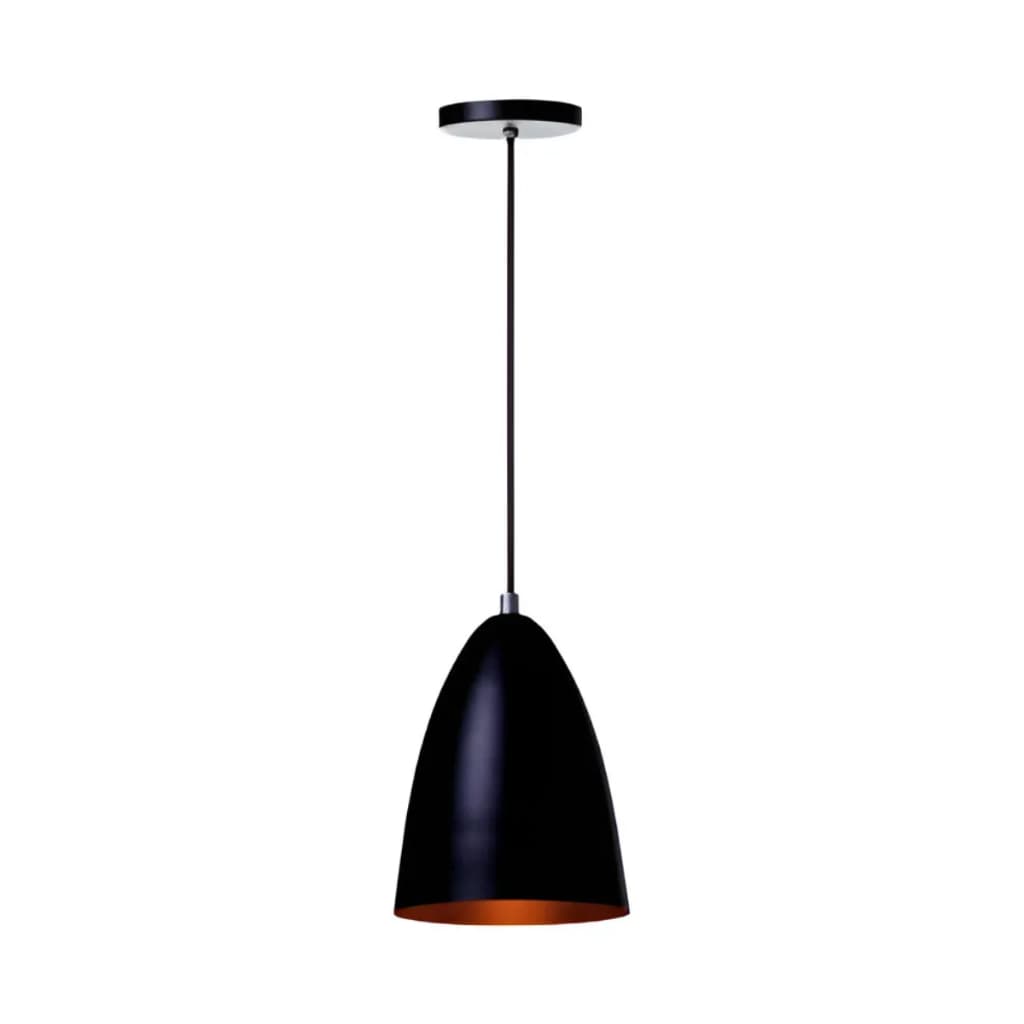 Pendente Luminária Lustre Bala17,5x15 Preto Com Cobre De Alta Qualidade Sofisticado Unidos Designer
