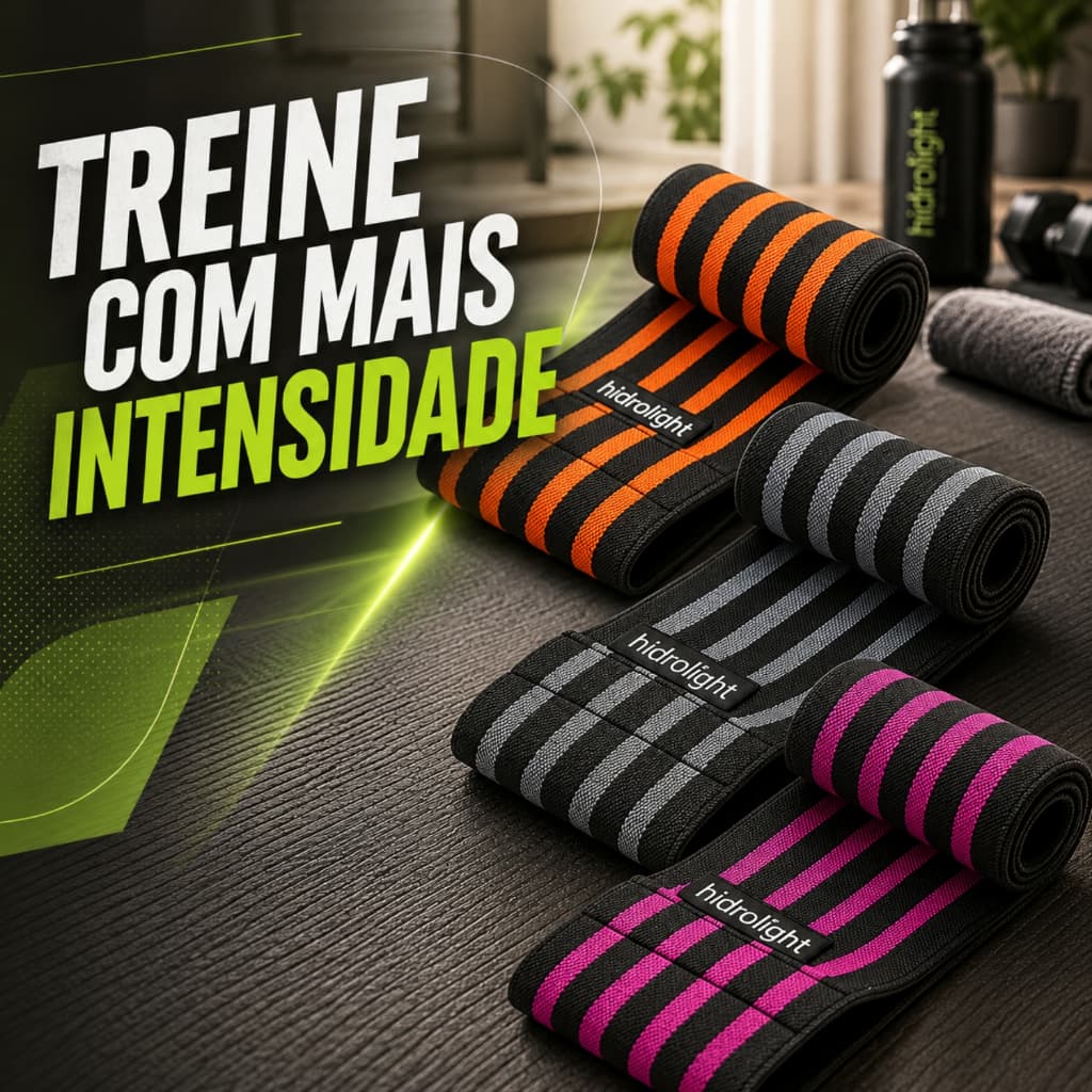 Mini Band Elástico Hip Band Pro Hidrolight Kit 3 Peças Forte Treino Glúteos Pernas Academia Fitness