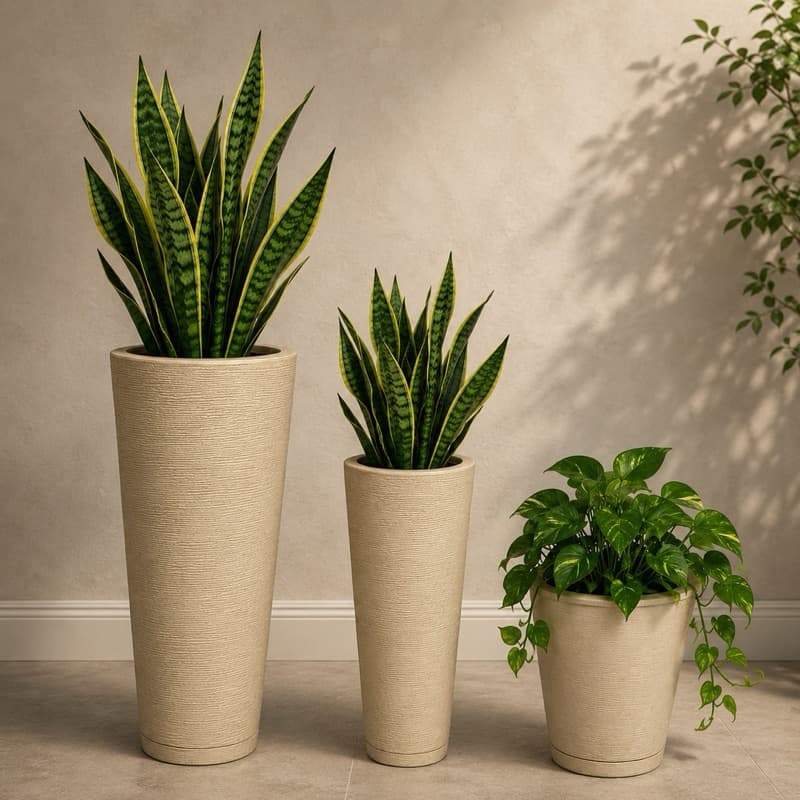 Kit  3 Vasos para Plantas Coluna Decorativo Designer moderno e Elegante Decoração para Sala, Varanda e Jardim