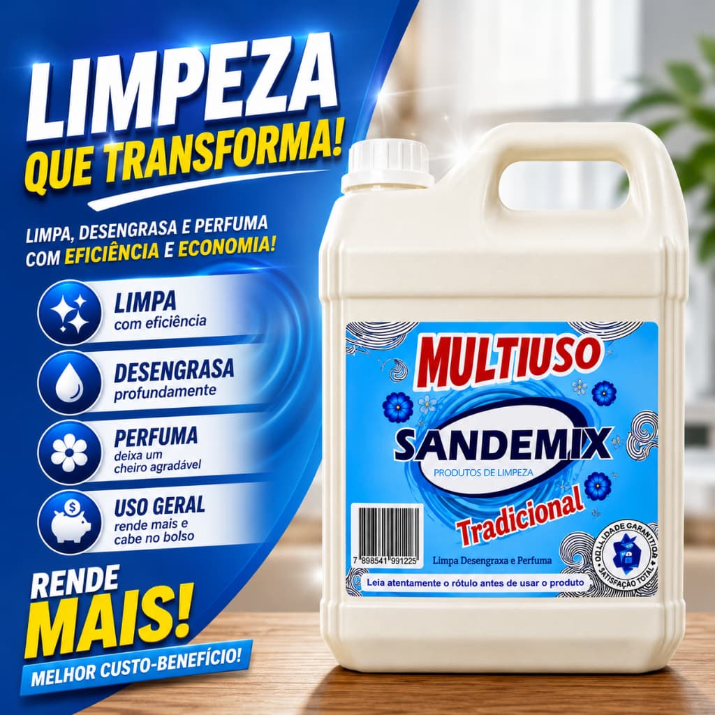 Multiuso 5L Limpa Desengordura Perfuma Alto Rendimento Para Cozinha Banheiro Pisos e Azulejos
