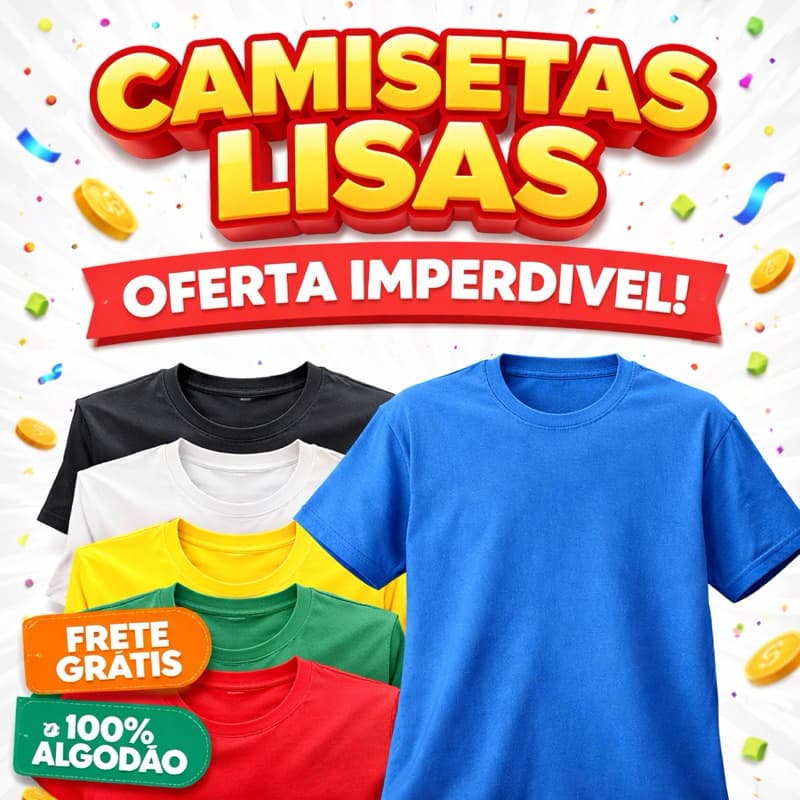 Camiseta Promoção Masculina Feminina Básica Algodão Manga Curta Slim