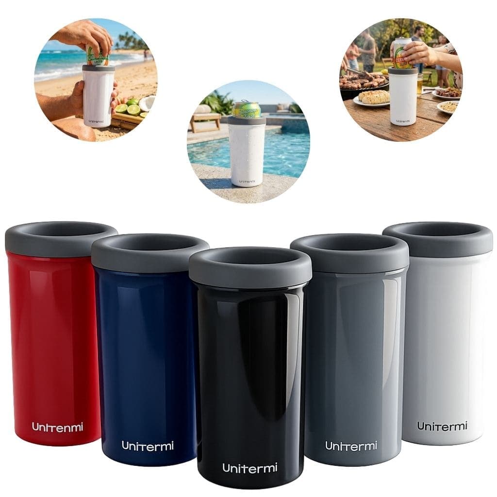 2 Unidades Porta Lata Térmico Unitermi Slim 350ml - Copo Térmico p/ Bebidas e Energéticos
