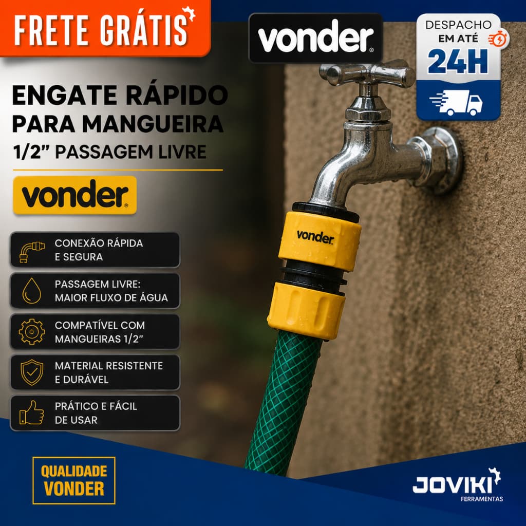 Engate Rápido Para Mangueira 1/2" Passagem Livre - Vonder