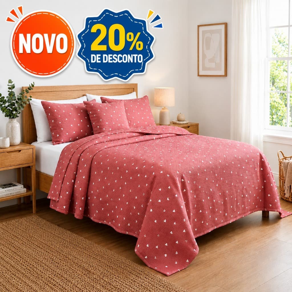 Cobre Leito Piquet Kit Casal Queen King 100% Algodão 3 Peças Premium Luxo