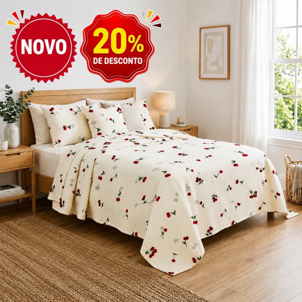 Cobre Leito Piquet Kit Casal Queen King 100% Algodão 3 Peças Premium