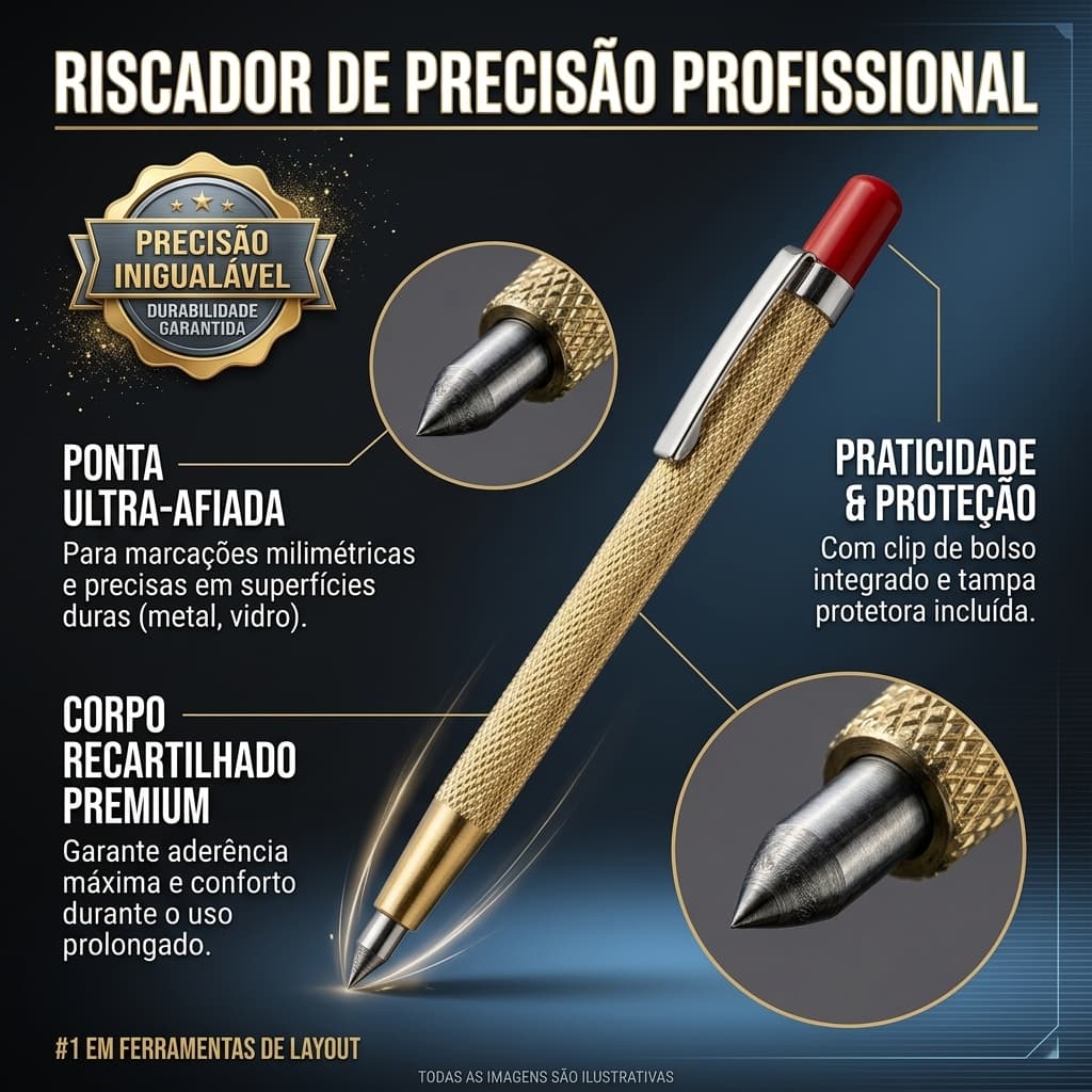 Riscador Manual Cortador de Porcelanato piso Tipo Caneta Profissional Ponta de Videa 140mm Aço Metal Vidro Cerâmica