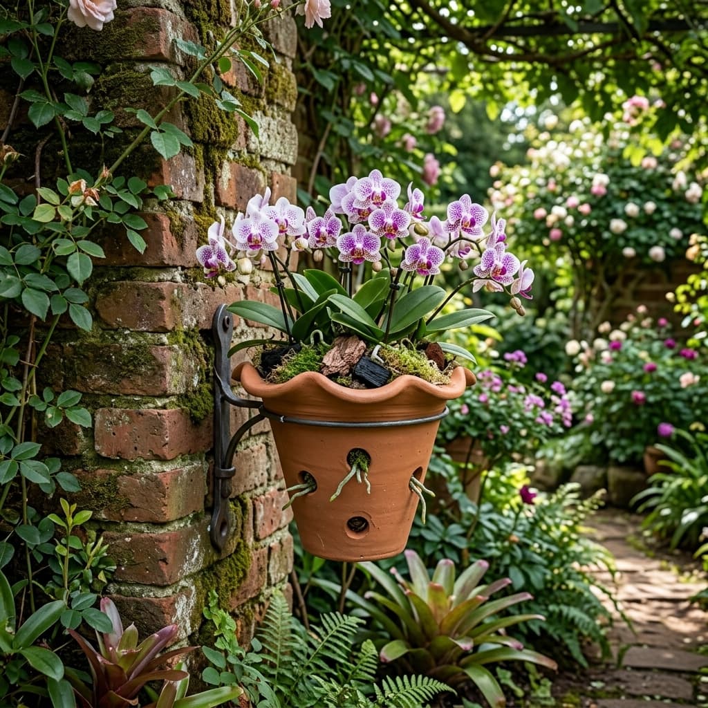 Vaso Cerâmica Orquídea Parede Babado C/ Furos Jardim Decoração Suspensa Flores Tamanho M