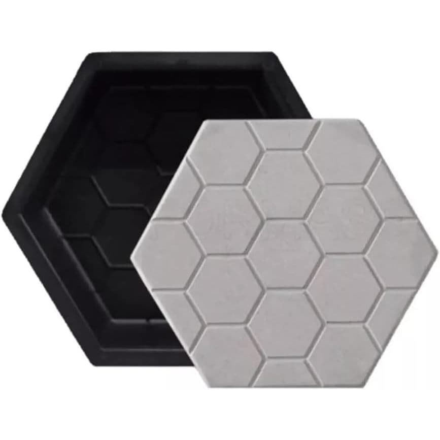 Forma Sextavada Estriada 25x25x6cm Molde Para Bloquete de Cimento Calçadas e Ruas