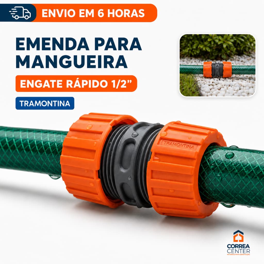 Emenda Mangueira Jardim Engate Rapido 1/2 Tramontina Reparador Adaptador Conector Agua Plastico