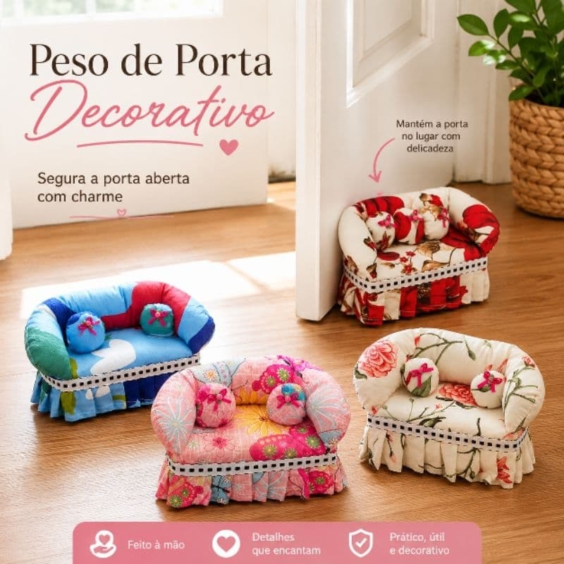 Peso de Porta Decorativo Sofá Sofazinho Artesanal Estampado