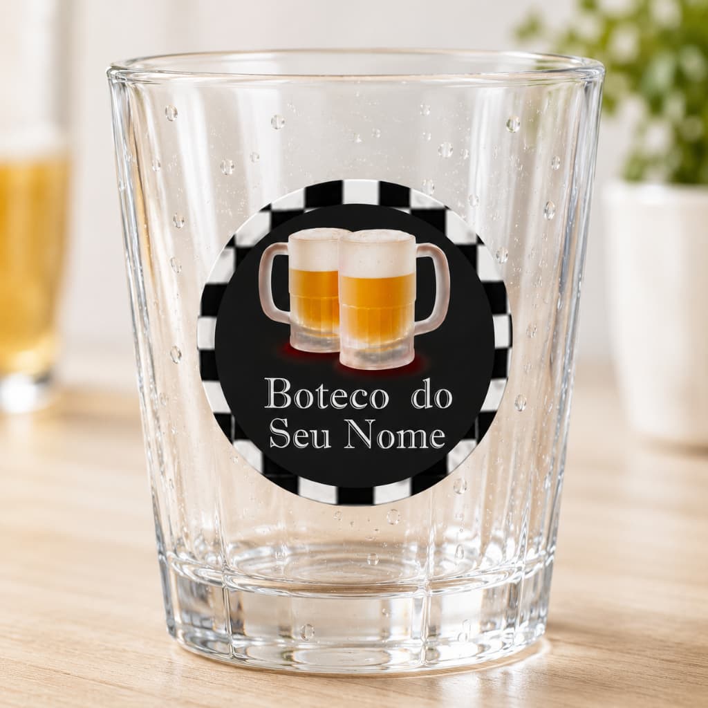 Adesivo Copo Boteco  Personalizado 4cm A  PROVA D'ÁGUA Rótulo Copo Boteco