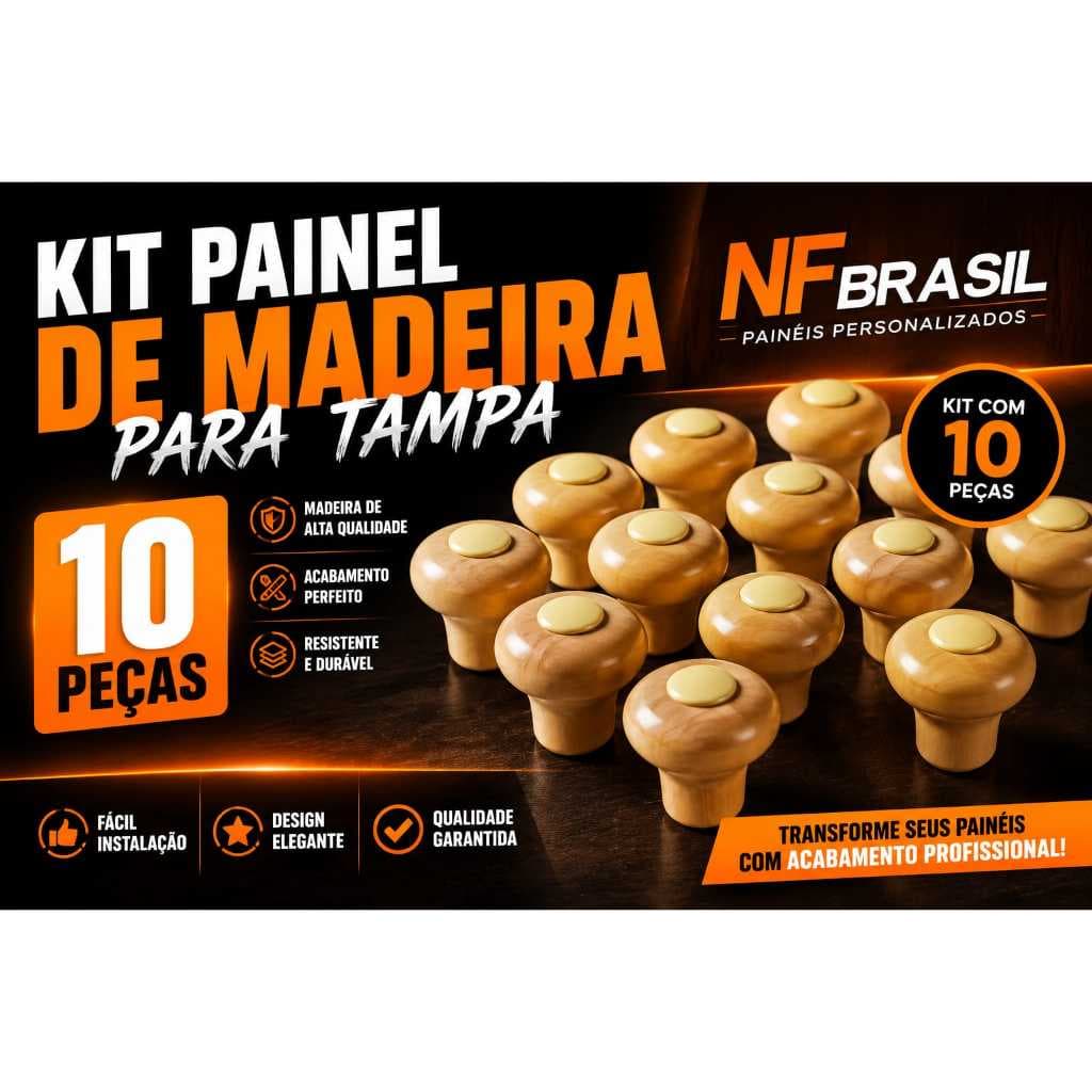 Kit 10 Pomel Pegador Puxador de Madeira Para Tampa De Panela De Vidro Ou Tampa De Alumínio
