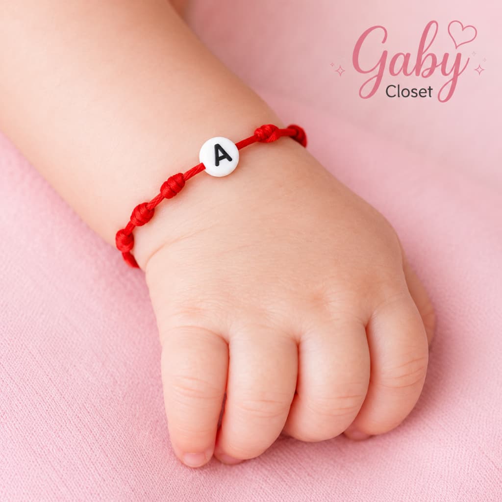 Pulseira 7 Nós Vermelha Personalizada C / Inicial Para Bebes Proteçao Amuleto