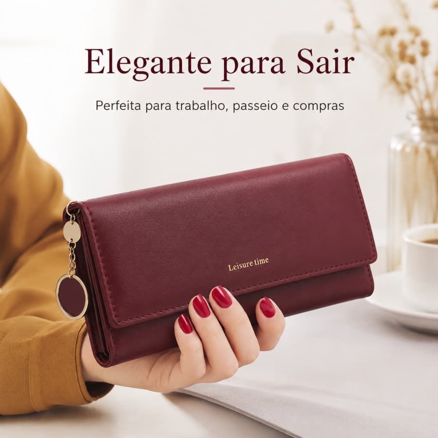 Carteira Feminina Elegante Tipo Clutch Longa para Trabalho Passeio e Compras